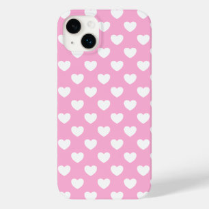 Feminine roze en witte harten Case-Mate iPhone 14 plus hoesje