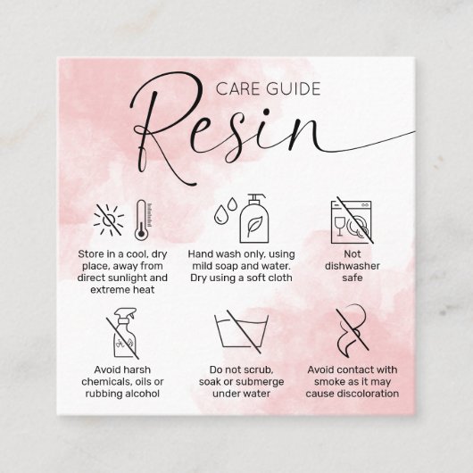 Feminine Roze Epoxyhars Zorggids Hartelijk dank Vierkante Visitekaartje (Voorkant)