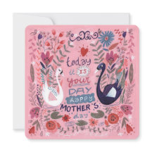 Feminine roze florale swan Moederdag