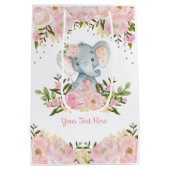 Feminine roze goud Elephant Baby Floral Medium Cadeauzakje (Achterkant)