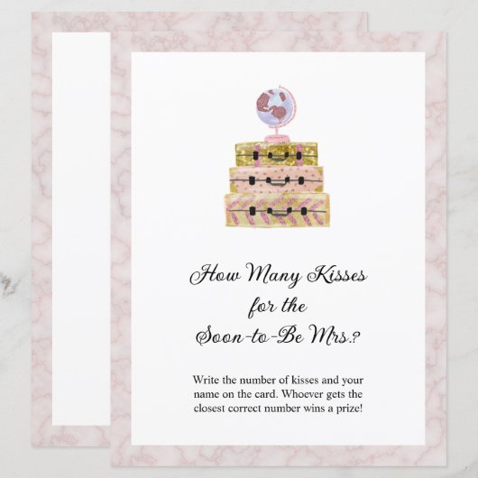 Feminine roze hoeveel kisses Vrijgezellenfeest gam (Voorkant / Achterkant)