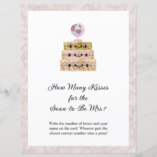 Feminine roze hoeveel kisses Vrijgezellenfeest gam (Voorkant)