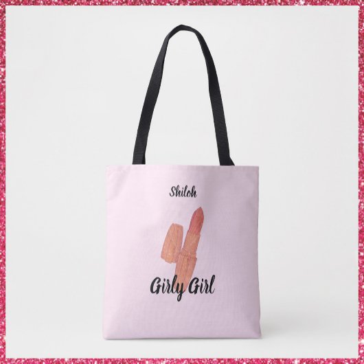 Feminine roze lipstick tote bag