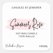 Feminine Roze Moderne de Verpakking van de kaarsen Vierkante Sticker (Voorkant)