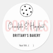 Feminine Roze Moderne Manuscript Cookies Flavoursn Ronde Sticker (Voorkant)