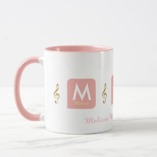feminine roze mok voor haar met muzieknoten