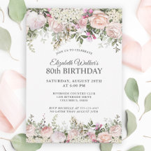 Feminine roze rozen Floral 80th Birthday Party