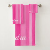 Feminine Roze Striped Bad Handdoek (Insitu)