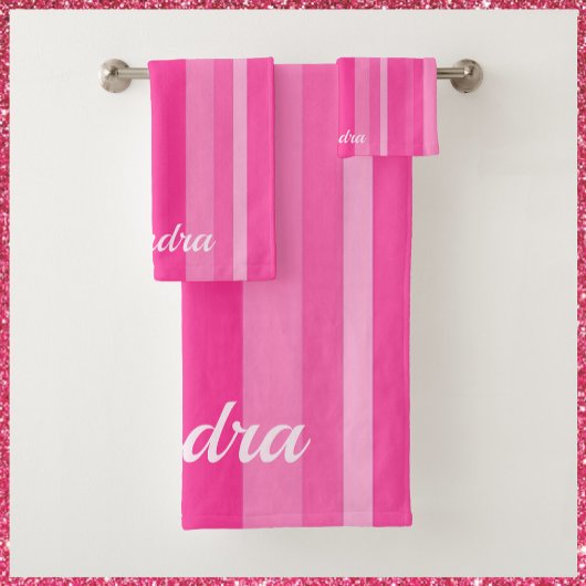 Feminine Roze Striped Bad Handdoek