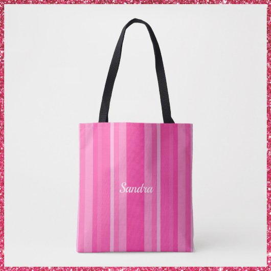 Feminine Roze Striped Tote Bag