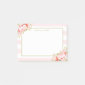 Feminine Roze Stripes en Peonies II Aangepast Post-it® Notes (Voorkant)
