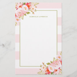 Feminine-roze strips en pony's briefpapier