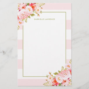 Feminine-roze strips en pony's briefpapier