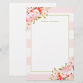 Feminine-roze strips en pony's briefpapier (Voorkant / Achterkant)