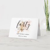 Feminine roze veertig jaar en vruchtbare veertigst kaart (Voorkant)