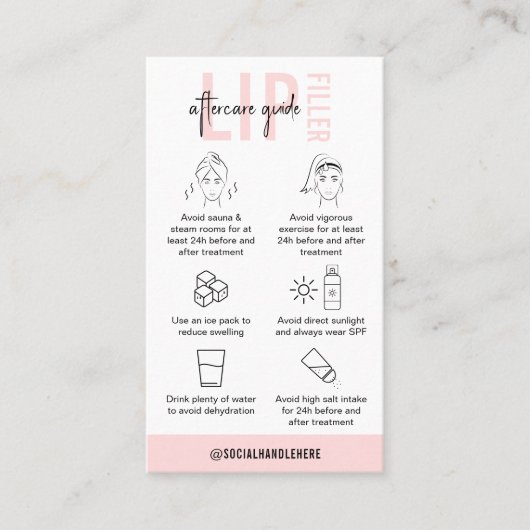 Feminine Roze vulmiddel Nazorginstructies Visitekaartje (Voorkant)