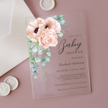 Feminine Roze Waterverf Bloemen Baby shower