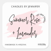Feminine roze Waterverf Moderne kaarsen Verpakking Vierkante Sticker (Voorkant)