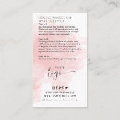 Feminine roze Waterverf Powder Brows Aftercare Visitekaartje (Achterkant)