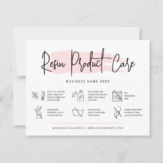 Feminine Roze Waterverf Resin Product Care Guide Bedankkaart (Voorkant)