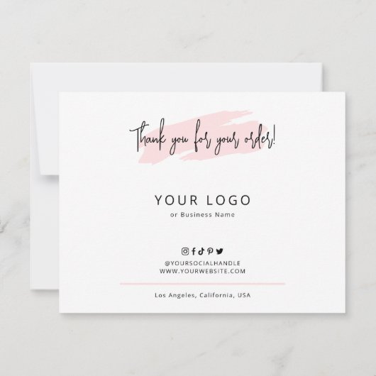 Feminine Roze Waterverf Resin Product Care Guide Bedankkaart (Achterkant)