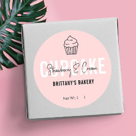 Feminine Roze & White Cupcakes Packaging Labs Ronde Sticker