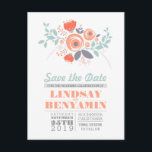 Feminine schattige bloem bespaart de datum briefka aankondigingskaart<br><div class="desc">Romantic floral bouquet bewaar het date briefkaart met verschillende wilde bloemen. Droge  maar moderne redder de datum voor roestrijke tuinbruiloften.</div>