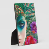 Feminine schoonheid Blauwgroen veren hoofdadres Fotoplaat (Zijkant)