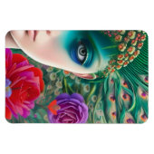 Feminine schoonheid Blauwgroen veren hoofdadres Magneet (Horizontaal)