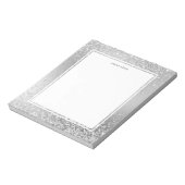 Feminine Silver Glitter Metallic Graphic Name Notitieblok (Linkerzijde)