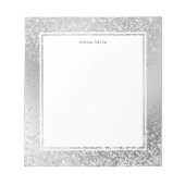 Feminine Silver Glitter Metallic Graphic Name Notitieblok (Voorkant)