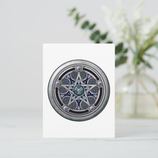 Feminine Silver Pagan Pentacle Briefkaart (Staand voorkant)