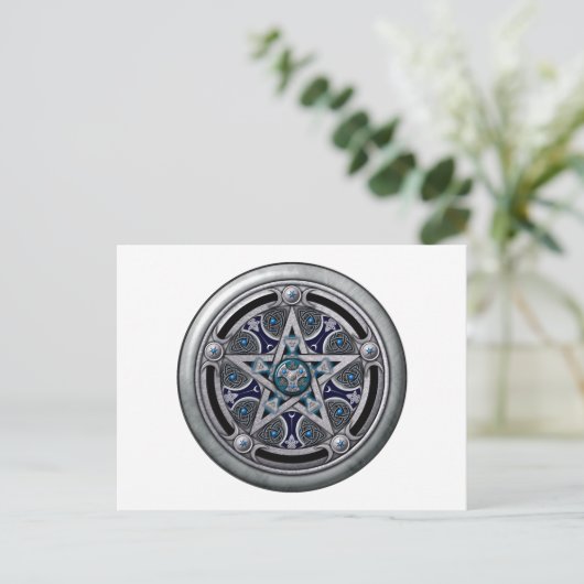 Feminine Silver Pagan Pentacle Briefkaart (Staand voorkant)
