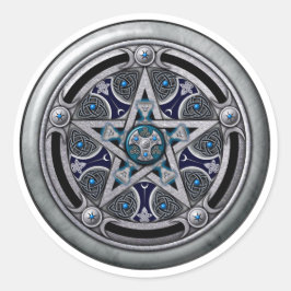 Feminine Silver Pagan Pentacle Ronde Sticker