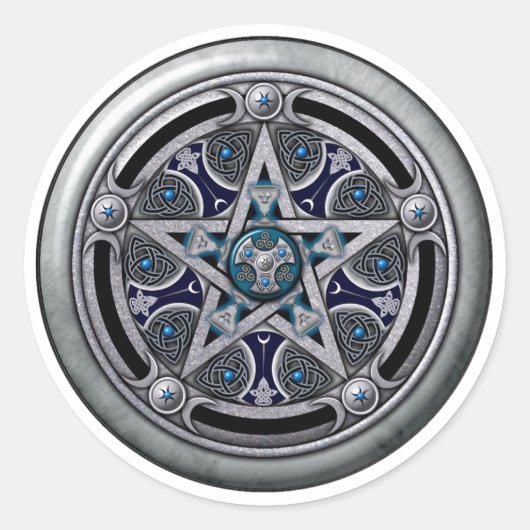 Feminine Silver Pagan Pentacle Ronde Sticker (Voorkant)