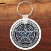 Feminine Silver Pagan Pentacle Sleutelhanger (Voorkant)