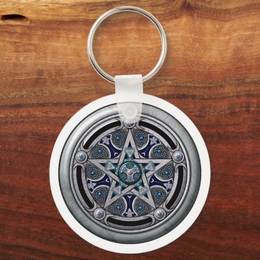 Feminine Silver Pagan Pentacle Sleutelhanger (Voorkant)