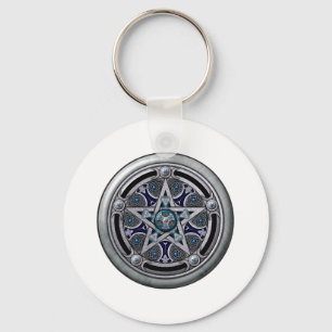 Feminine Silver Pagan Pentacle Sleutelhanger