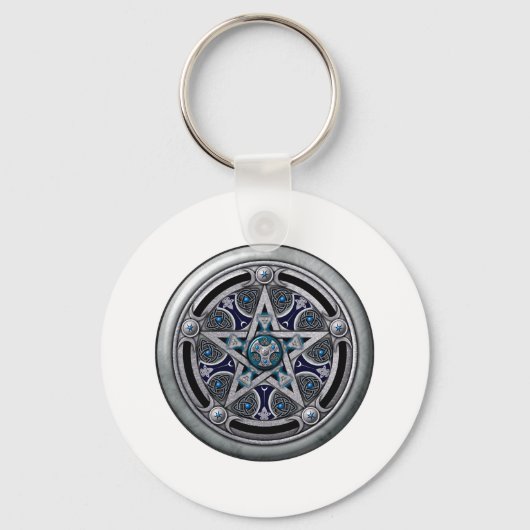 Feminine Silver Pagan Pentacle Sleutelhanger (Voorkant)