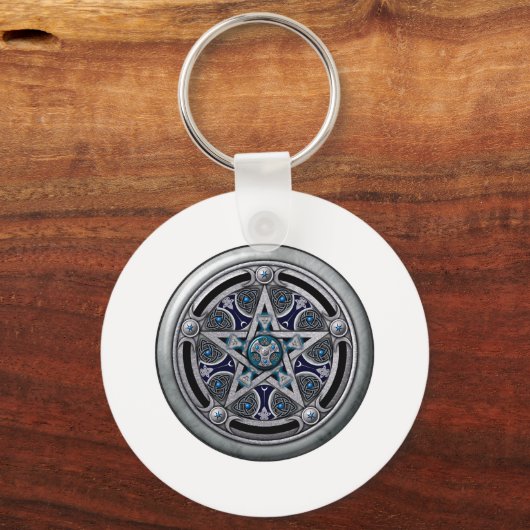 Feminine Silver Pagan Pentacle Sleutelhanger (Voorkant)