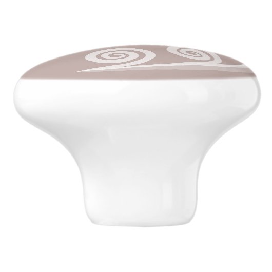 Feminine Silver-Pink Curls & Swirls Ceramic Knob. Keramische Knop (Zijkant)