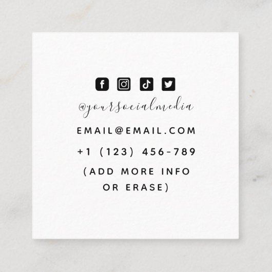 Feminine Skull Illustration Tattoo Artist Summer Vierkante Visitekaartje (Achterkant)