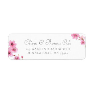 Feminine Spring Cherry Blossom Pink Return Address Etiket