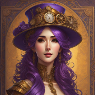 Feminine steampunk woman tissue paper Decoupage Tissuepapier