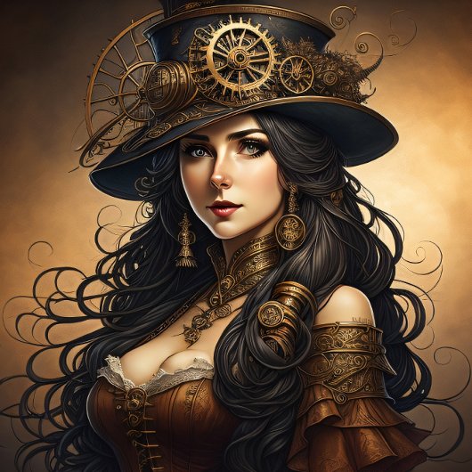 Feminine steampunk woman v10 tissue paper Decoupag Tissuepapier