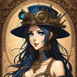 Feminine steampunk woman v13 tissue paper Decoupag Tissuepapier