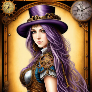 Feminine steampunk woman v17 tissue paper Decoupag Tissuepapier