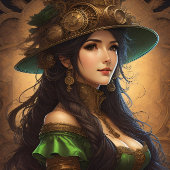 Feminine steampunk woman v8 tissue paper Decoupage Tissuepapier