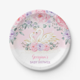 Feminine Swan Princess Floral Baby shower Favors Papieren Bordje