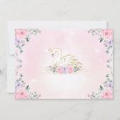 Feminine Swan Princess Pink Paarse Flower Birthday Kaart (Achterkant)